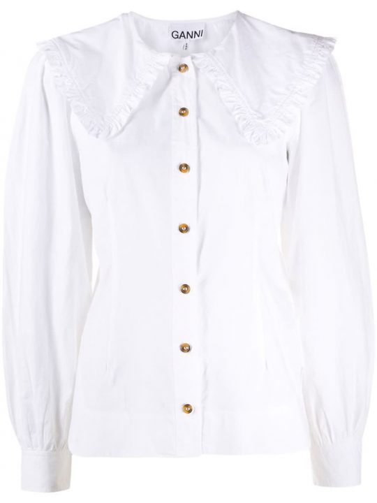 GANNI oversized-collar buttoned blouse