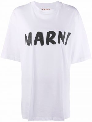 Marni logo-print crewneck white T-shirt white