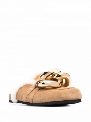 JW Anderson chain shearling loafer mules Fur Beige