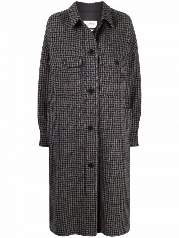 check button-down coat