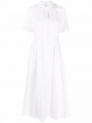 Self Portrait Cotton Broderie Midi Dress White
