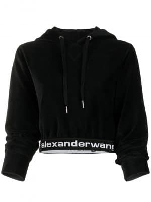 Alexander Wang.T logo cropped hoodie Black