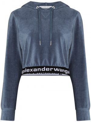 Alexander Wang.T logo-tape cropped hoodie