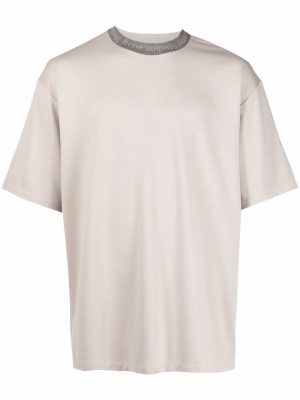 Acne Studios logo neck T-shirt Oyster Grey