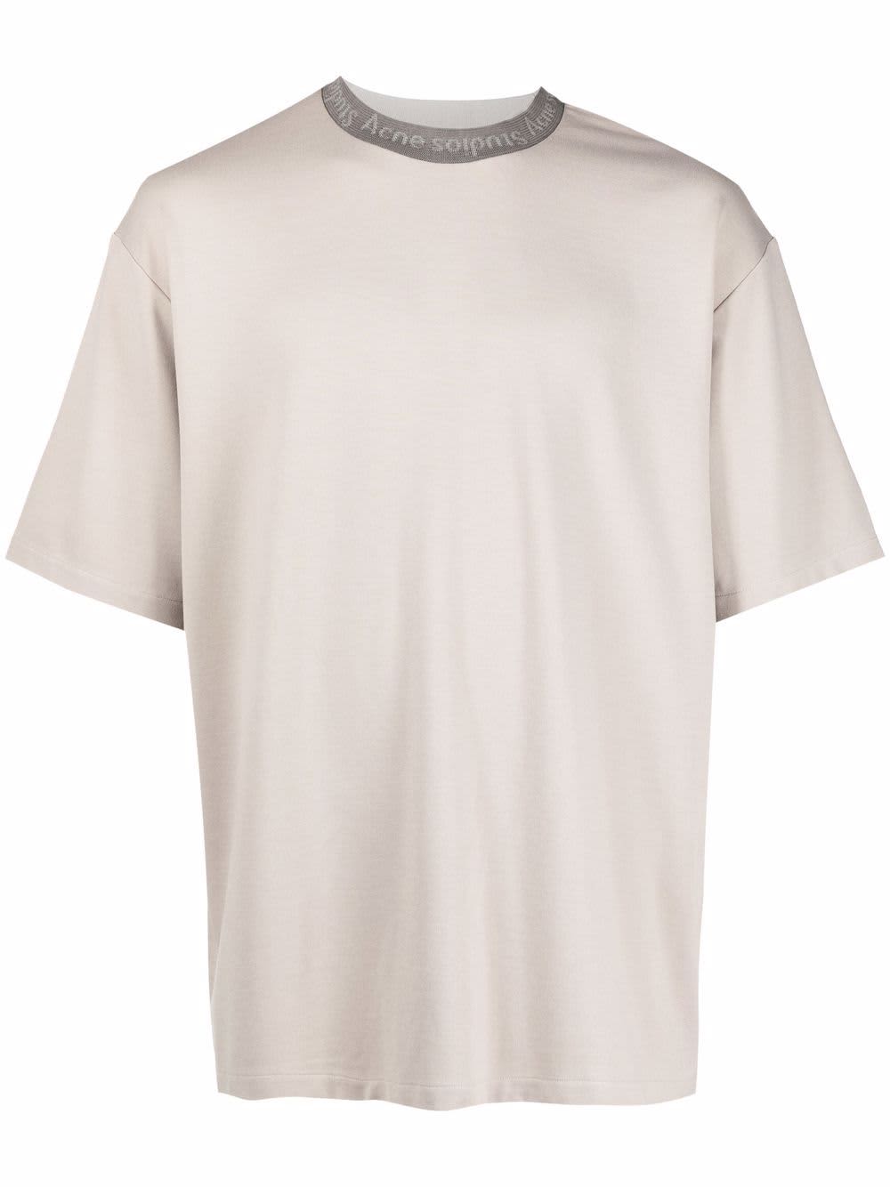 Acne Studios Logo Collar T-shirt Oyster Grey | More designer brands, Oxford