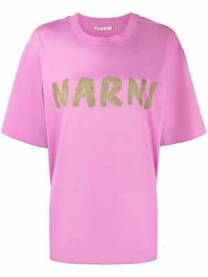 Marni logo-print crew-neck T-shirt Pink