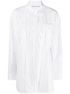 Alexanderwang sequin striped shirt dress white
