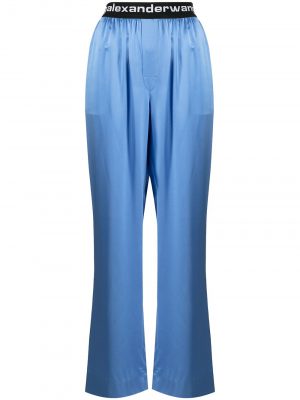 Alexander Wang.T satin logo-waistband track trousers sky blue