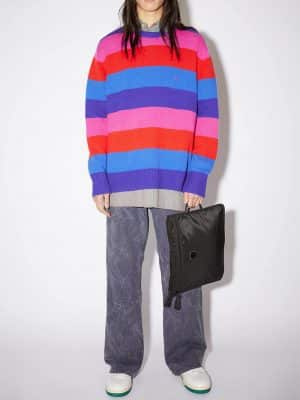 Acne Studios 22PS C60046 BNL Wool Face Striped Sweater Purple/Multi