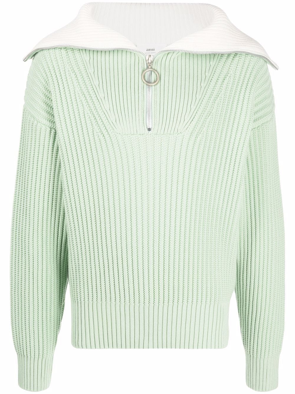 AMI ALEXANDRE MATTIUSSI AMI PARIS ZIP-COLLAR FISHERMAN'S RIB JUMPER