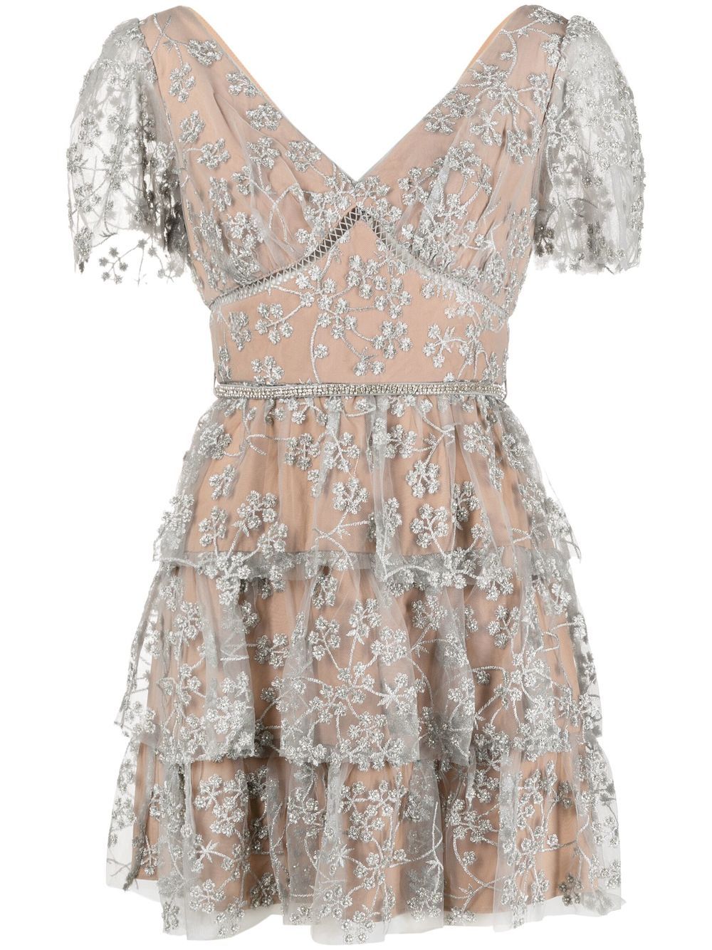 Self Portrait floral-embroidered tulle dress (Size: UK10)