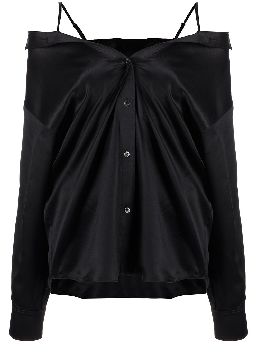 Alexander Wang Off-shoulder Satin Shirt In Black | ModeSens