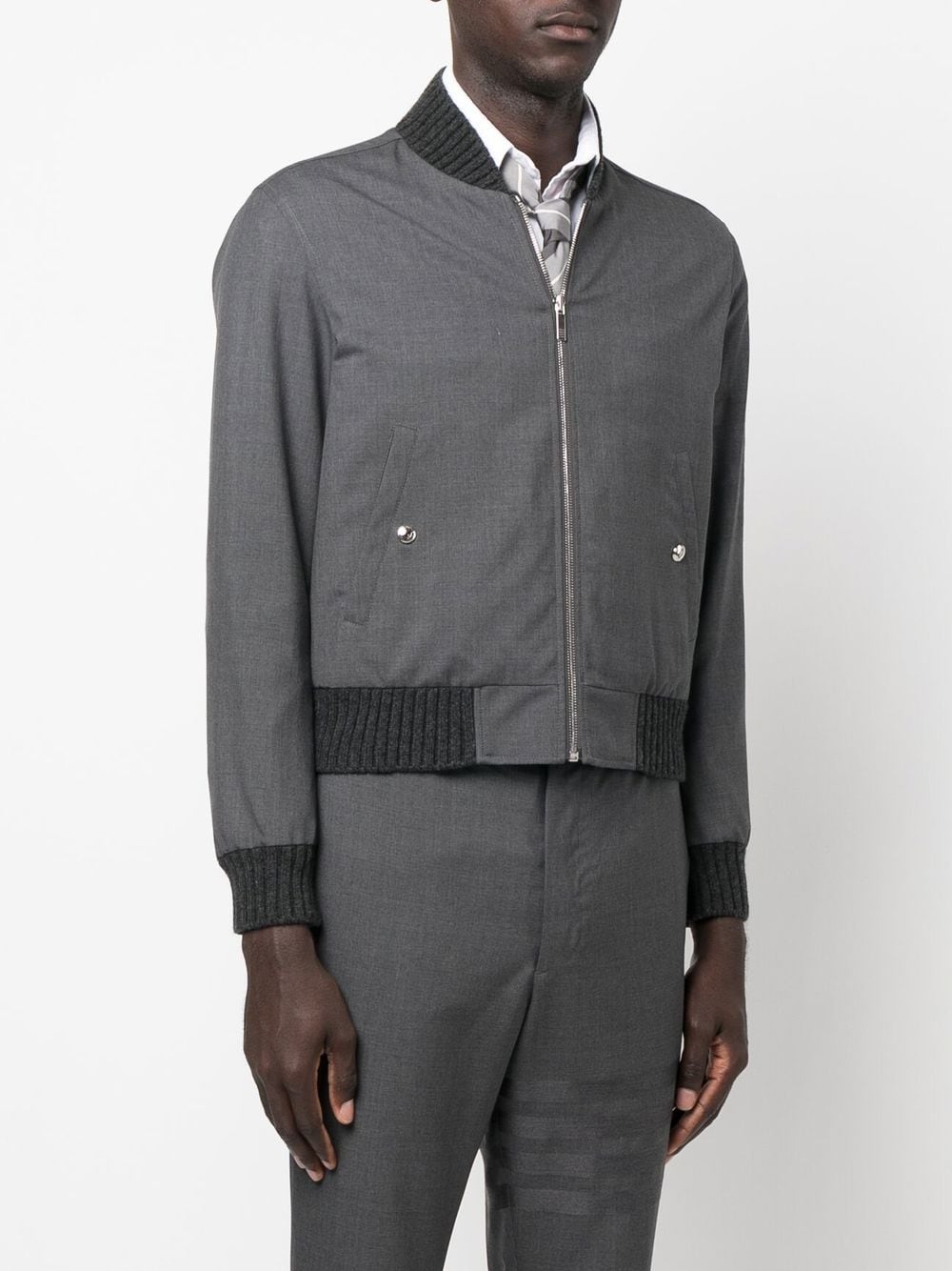 Shop Thom Browne 4-bar Plain Weave Suiting Bomber Jacket