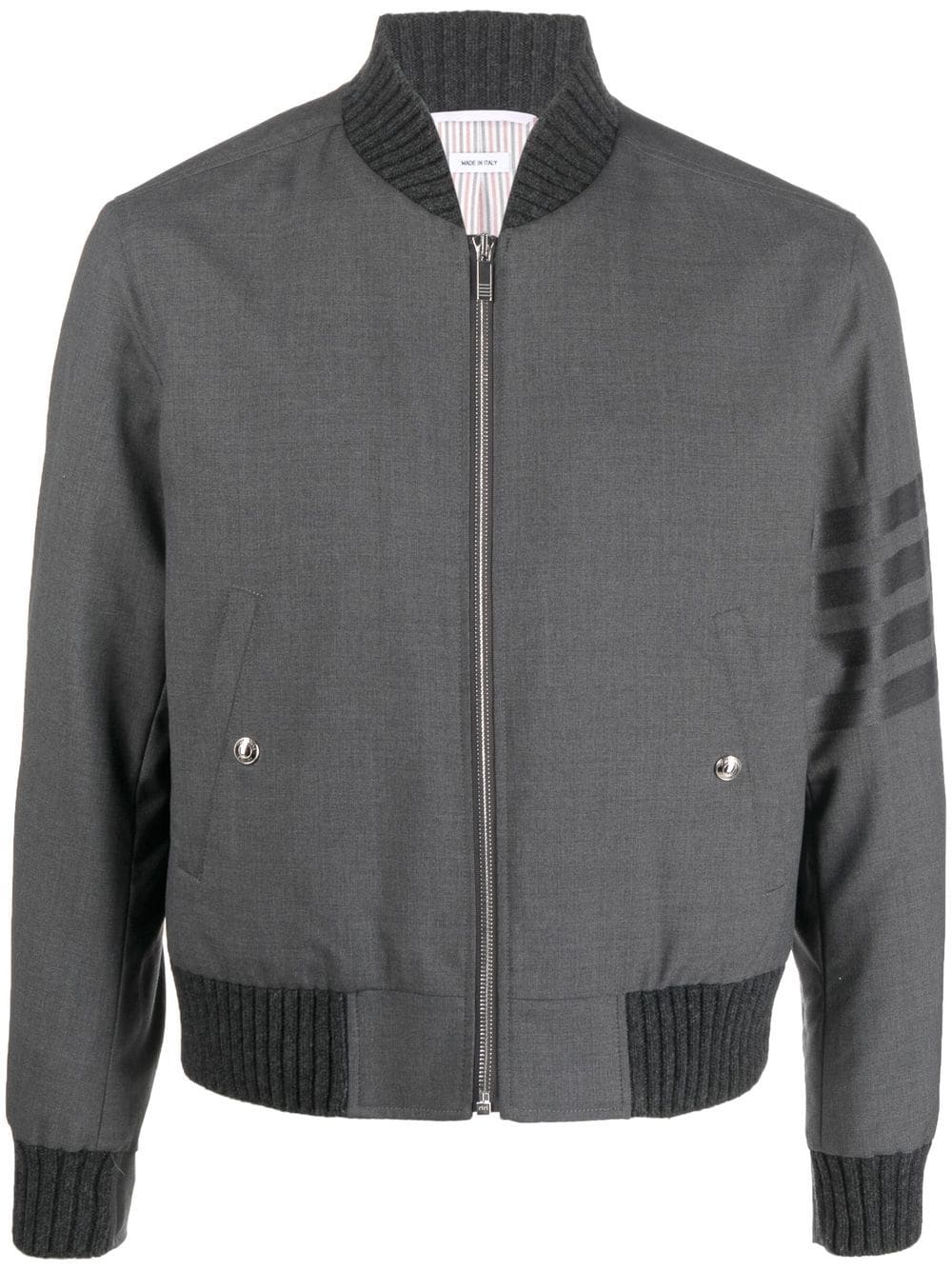Thom Browne Plain Weave Suiting 4-bar Blouson Jacket In Grey