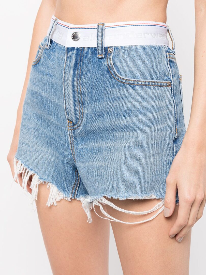 Alexander Wang logo-waistband denim shorts | Luxury and style at your  fingertips