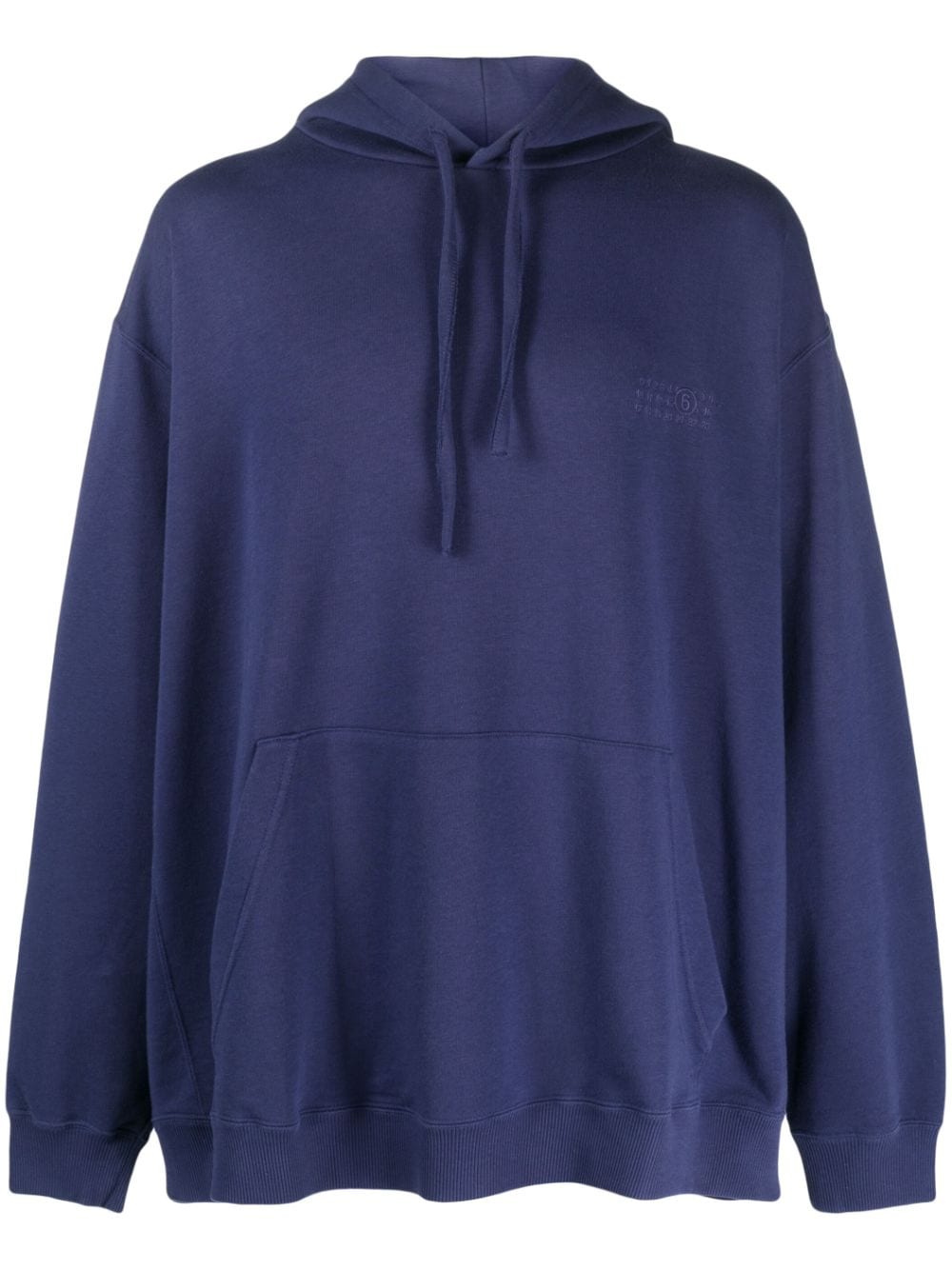 Mm6 Maison Margiela Embroidered-logo Cotton Hoodie In Blue