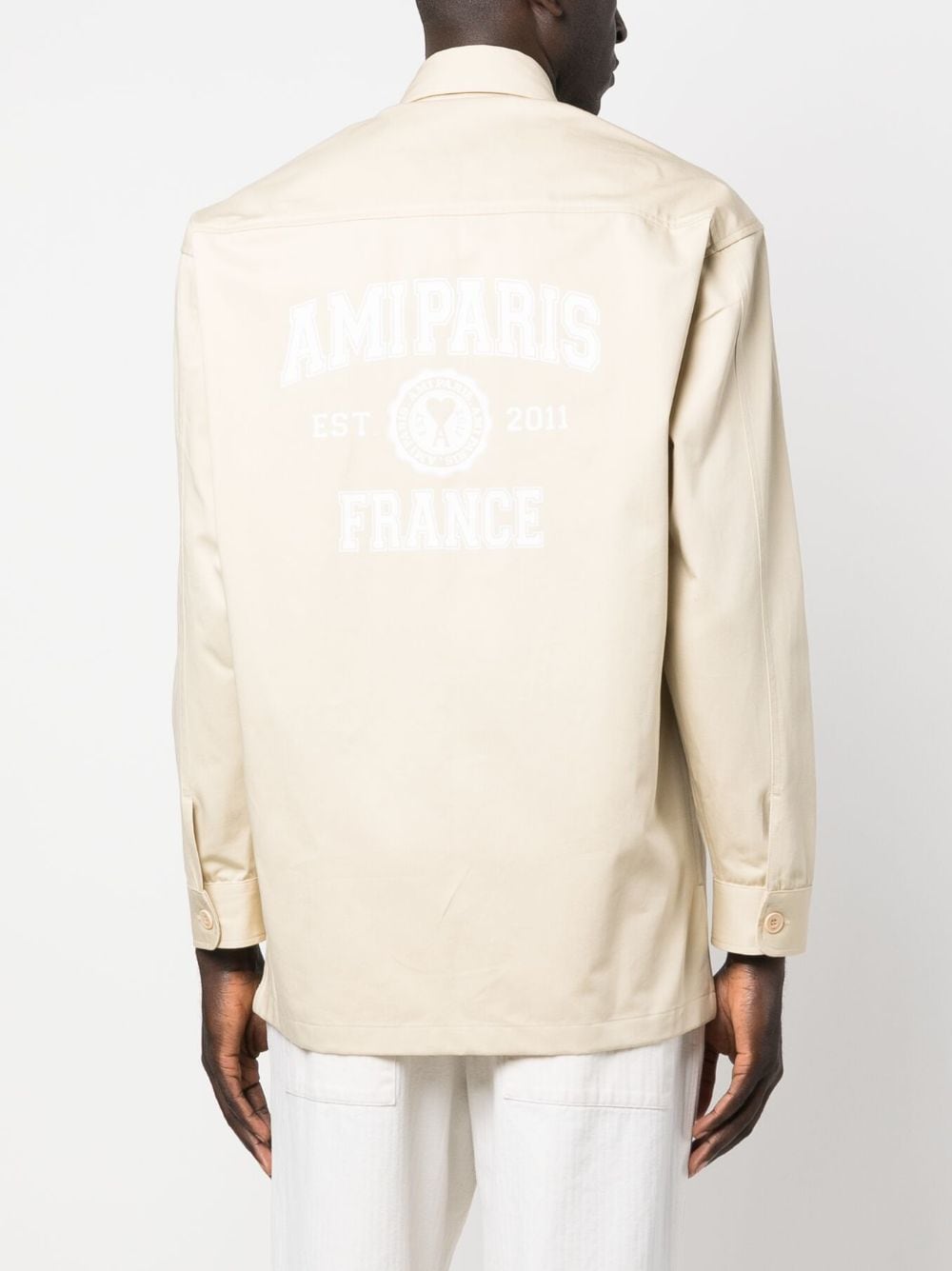 Shop Ami Alexandre Mattiussi Ami Paris Logo-print Button-up Shirt