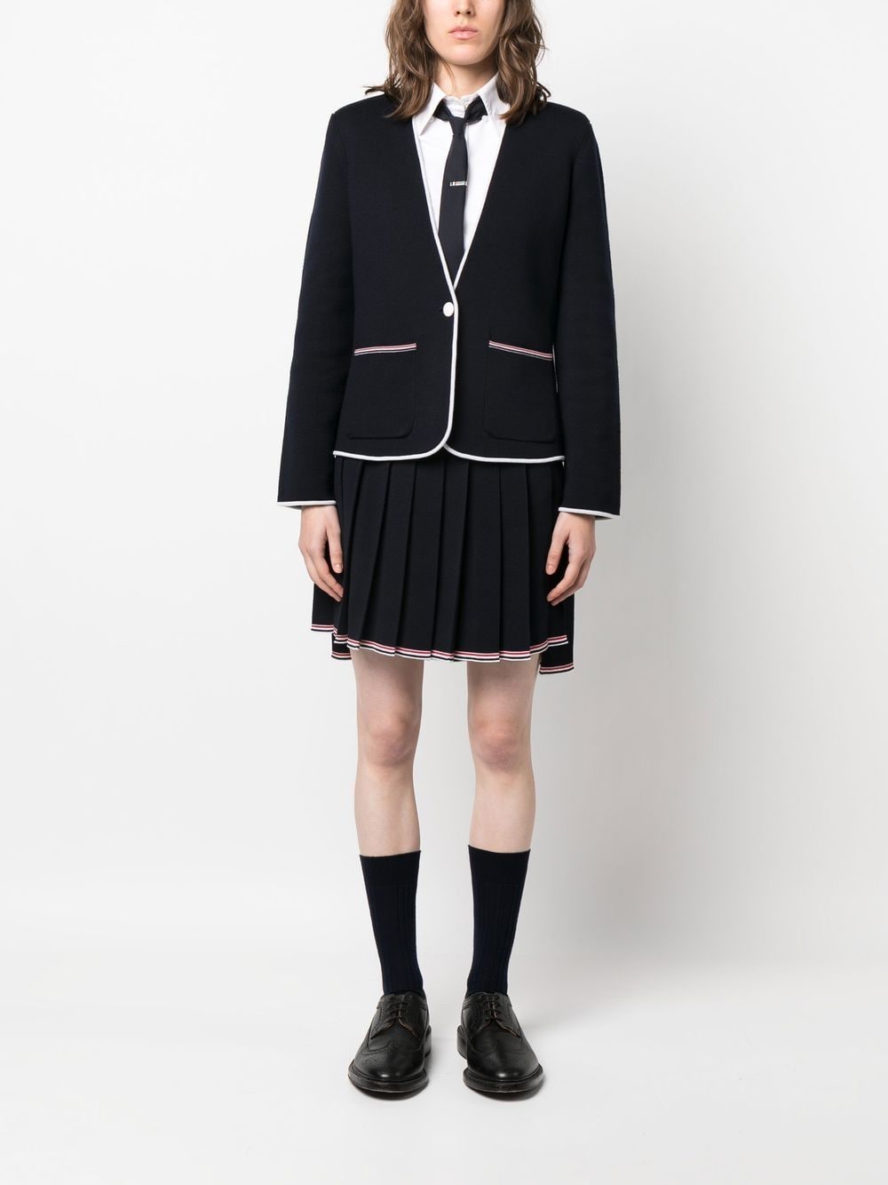 Shop Thom Browne Full Needle Knitted Pleated Skirt
