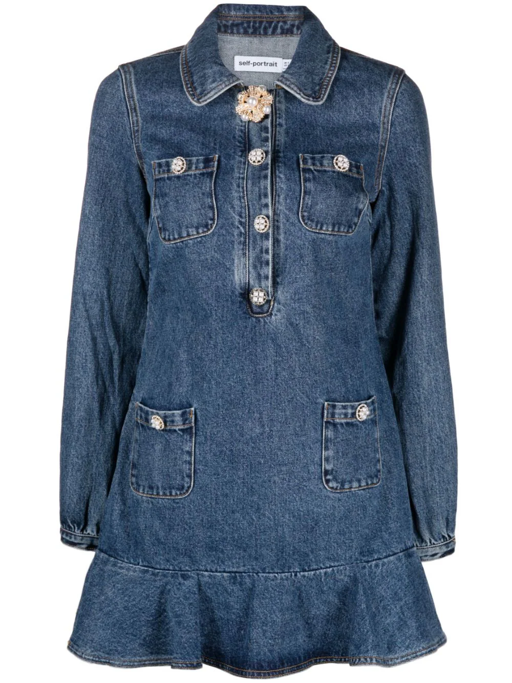 Self Portrait Denim Tunic Blue | Luxury and style at your fingertips