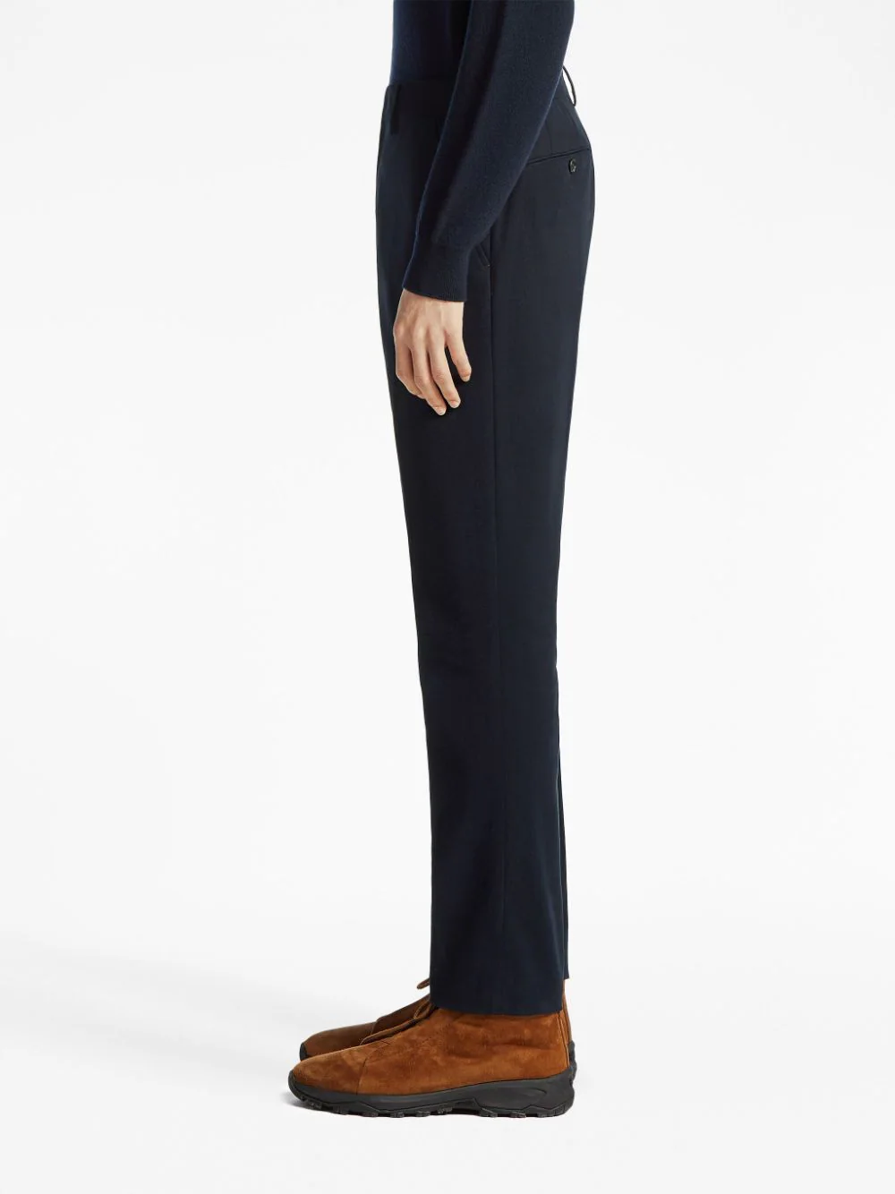 Shop Zegna Mid-rise Stretch-cotton Chinos Trousers