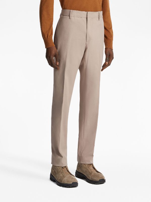 Shop Zegna Mid-rise Strech-cotton Chinos Trousers