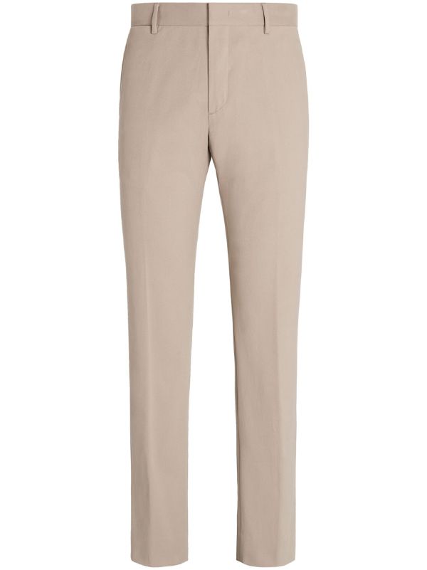 Shop Zegna Mid-rise Strech-cotton Chinos Trousers