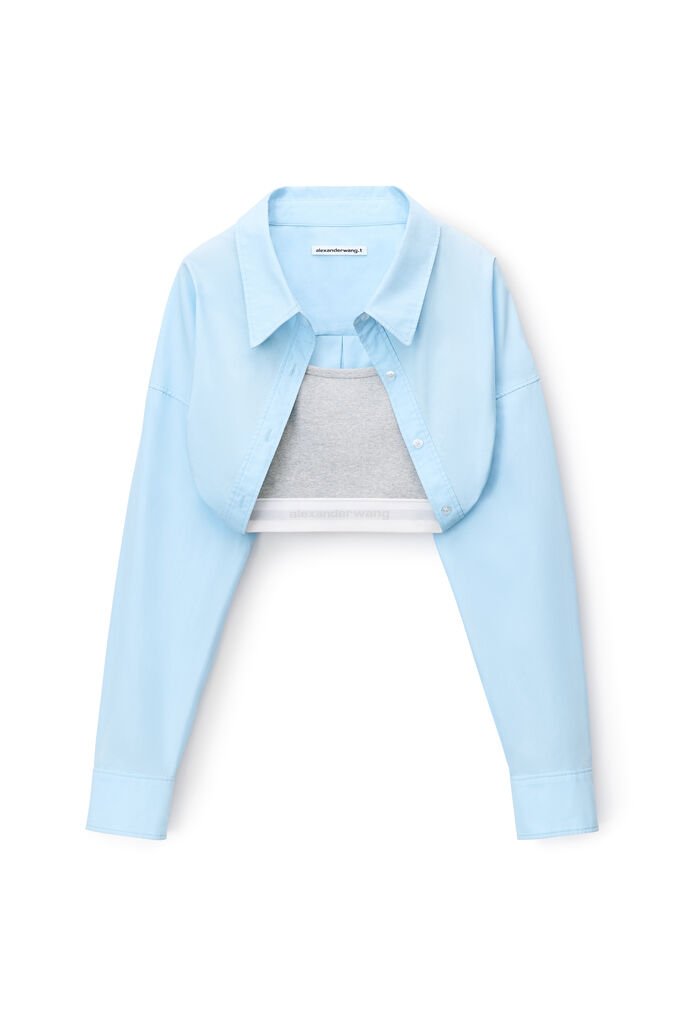 Totême Alexander Wang Layered Cropped Shirt In Blue
