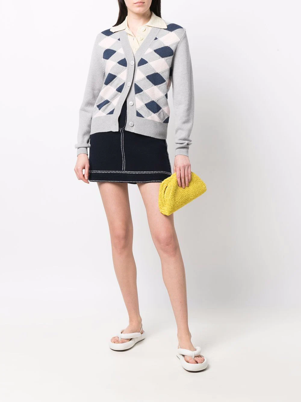 Shop Barrie Contrast-stitching Denim Mini Skirt