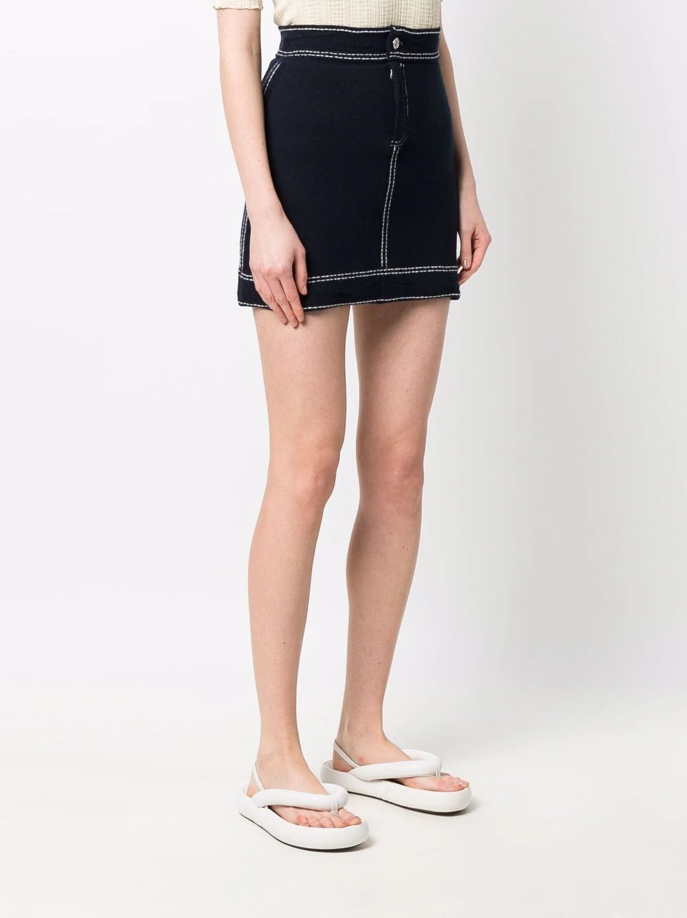 Shop Barrie Contrast-stitching Denim Mini Skirt