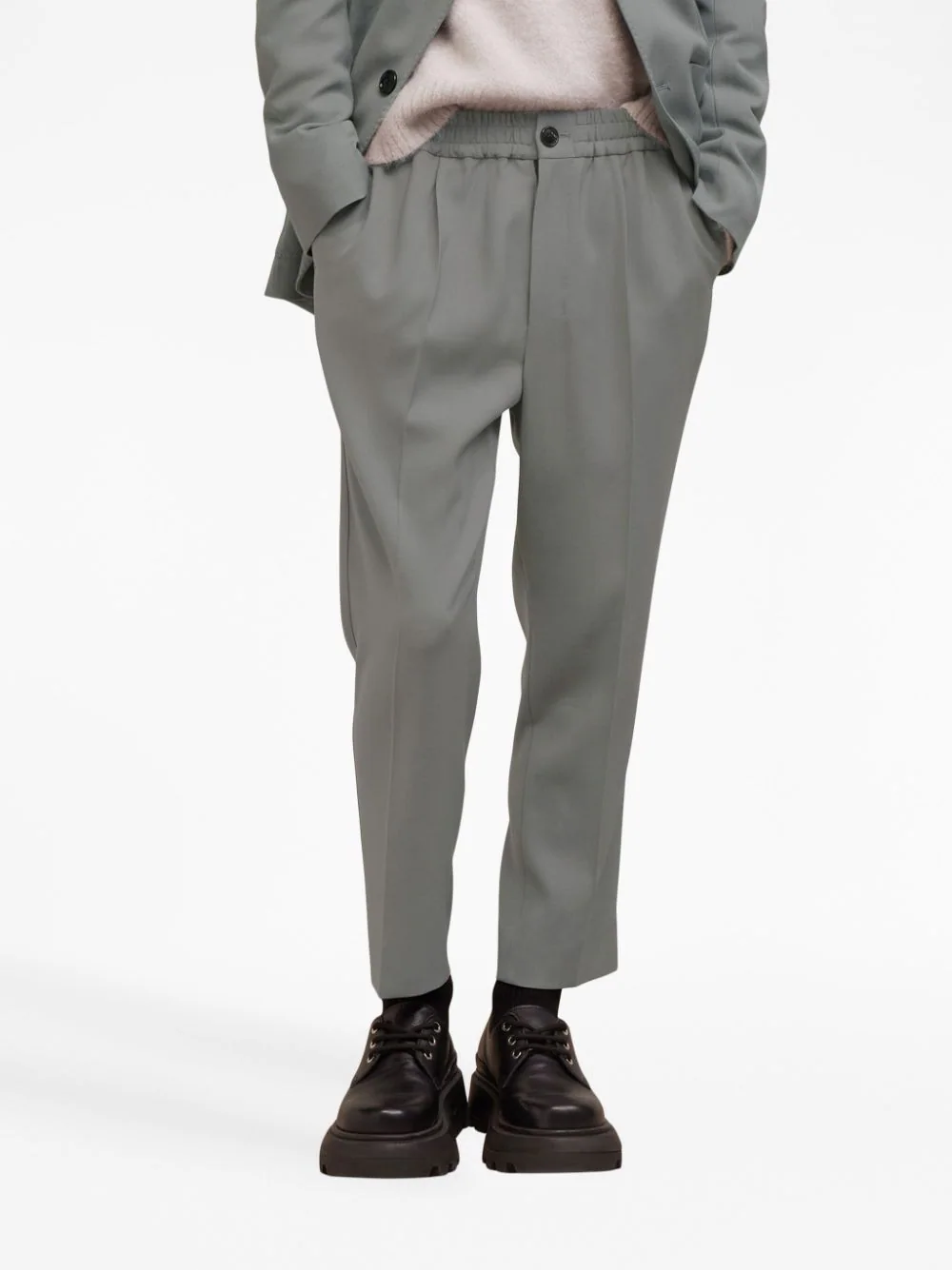Shop Ami Alexandre Mattiussi Ami Elasticated Cropped Trouser