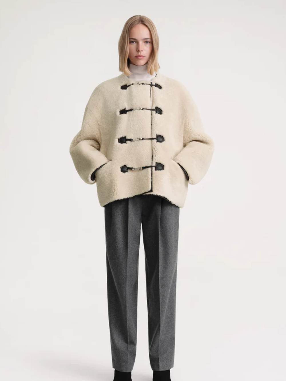 Shop Totême Toteme Shearling Clasp Jacket