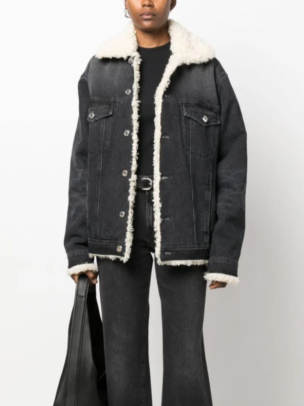 Shop Ami Alexandre Mattiussi Ami Faux Fur Lined Trucker Jacket