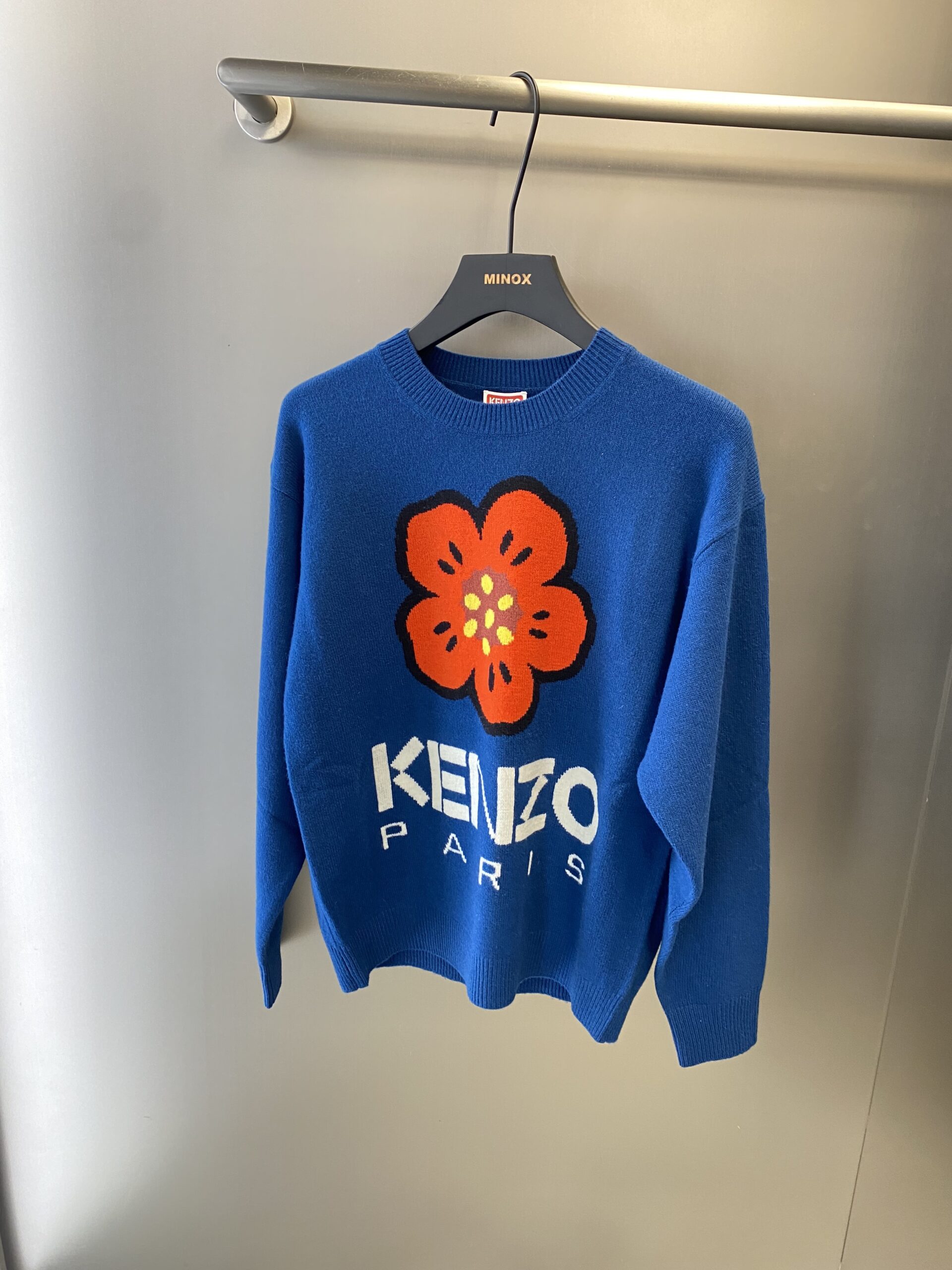 Shop Kenzo Boke Flower Intarsia-knit Jumper Blue