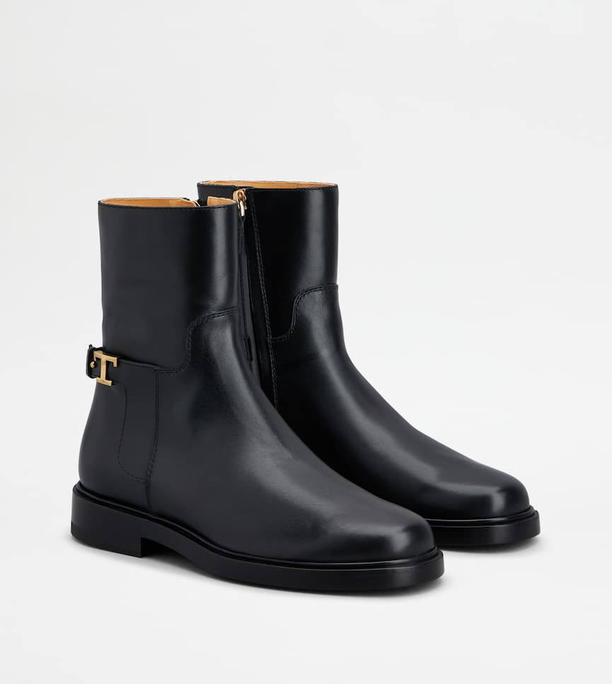 Shop Tod's T-timeless Leather Ankle Boots Black