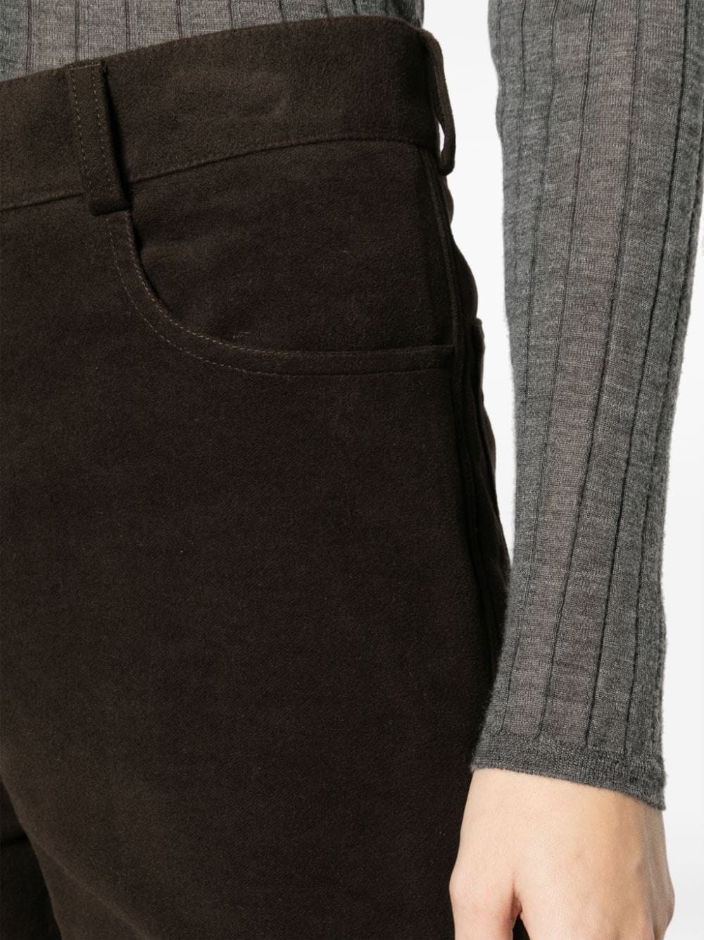 Shop Totême Toteme Velour High-waisted Skin Trousers