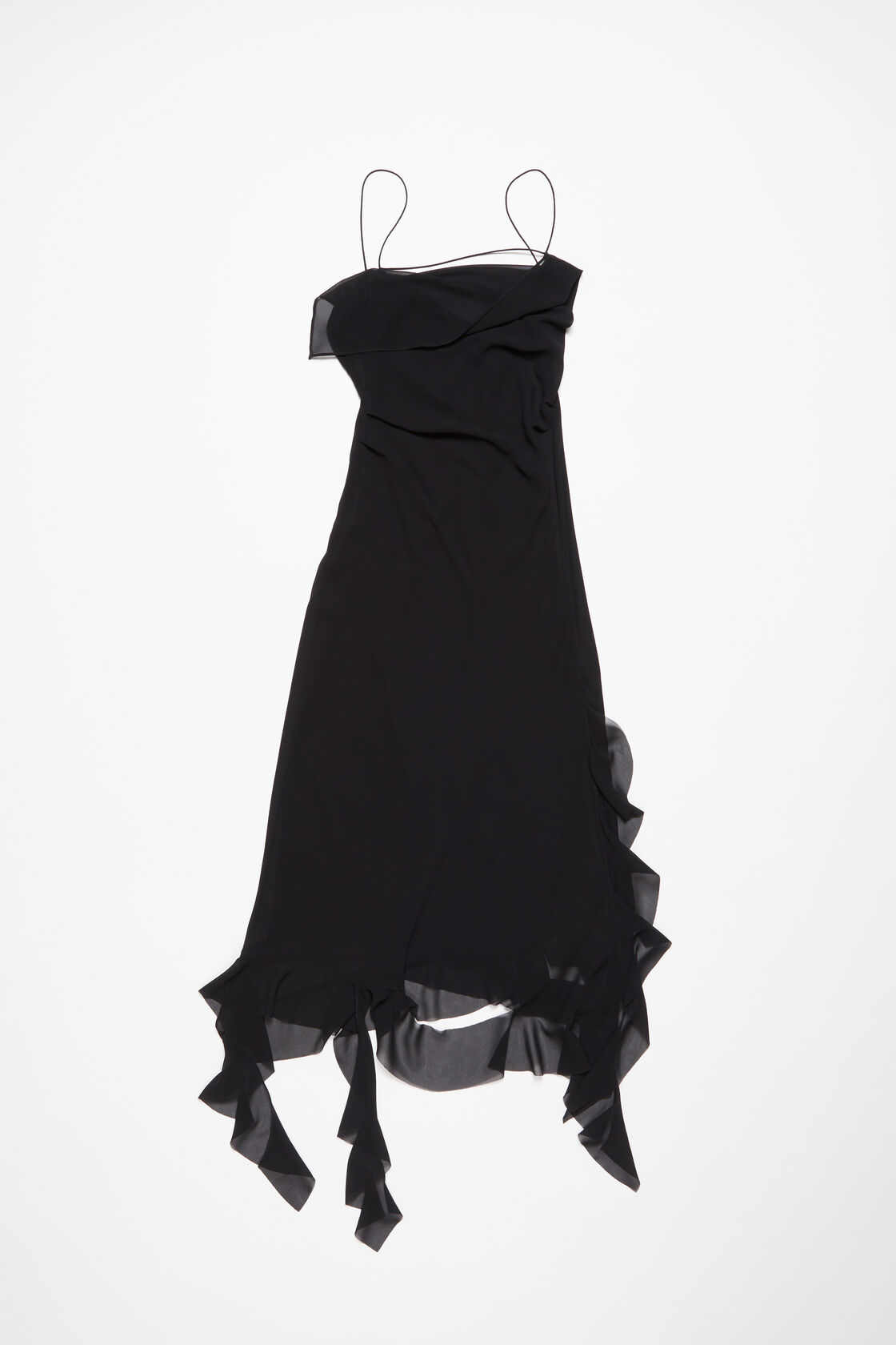 Acne Studios Ruffles Strap Dress In Black