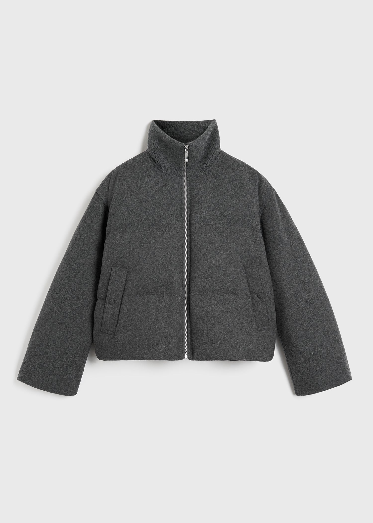 Totême Felted Zip-up Padded Jacket In Grey
