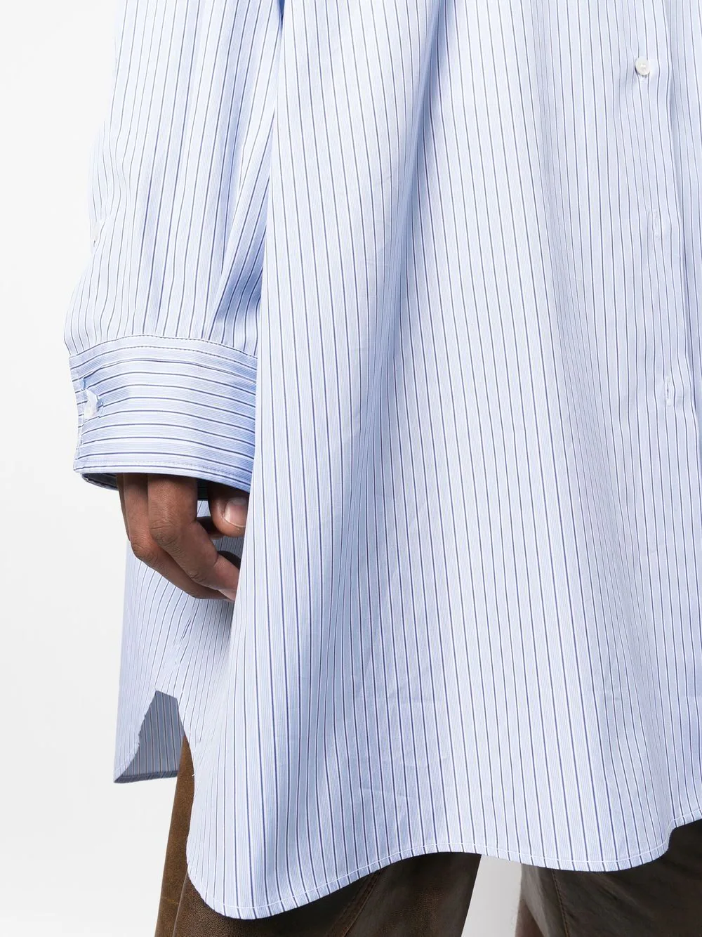 Shop Maison Margiela Pin Striped Long-sleeved Shirt
