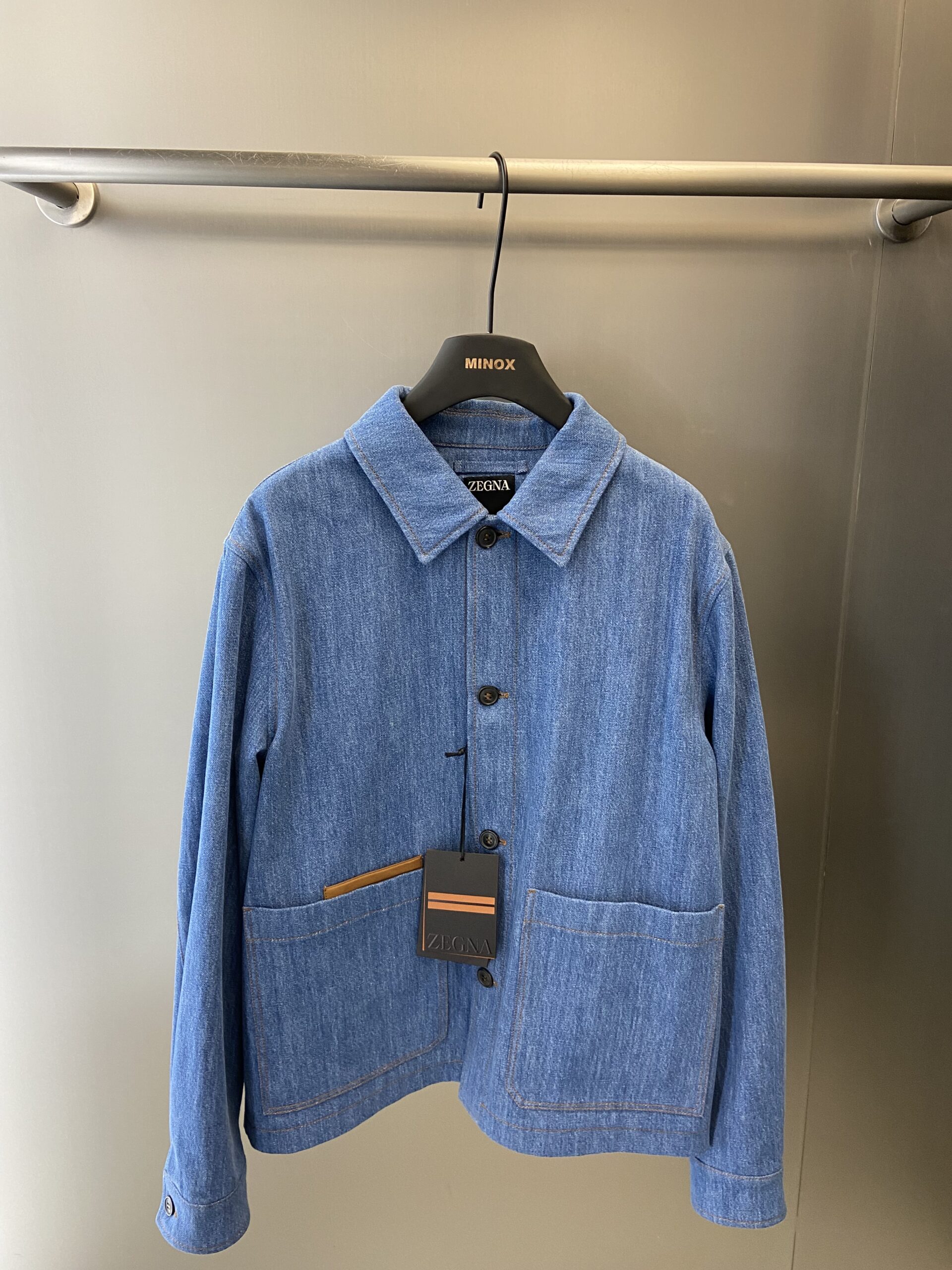 Shop Zegna Blue Buttoned Denim Jacket Light Blue