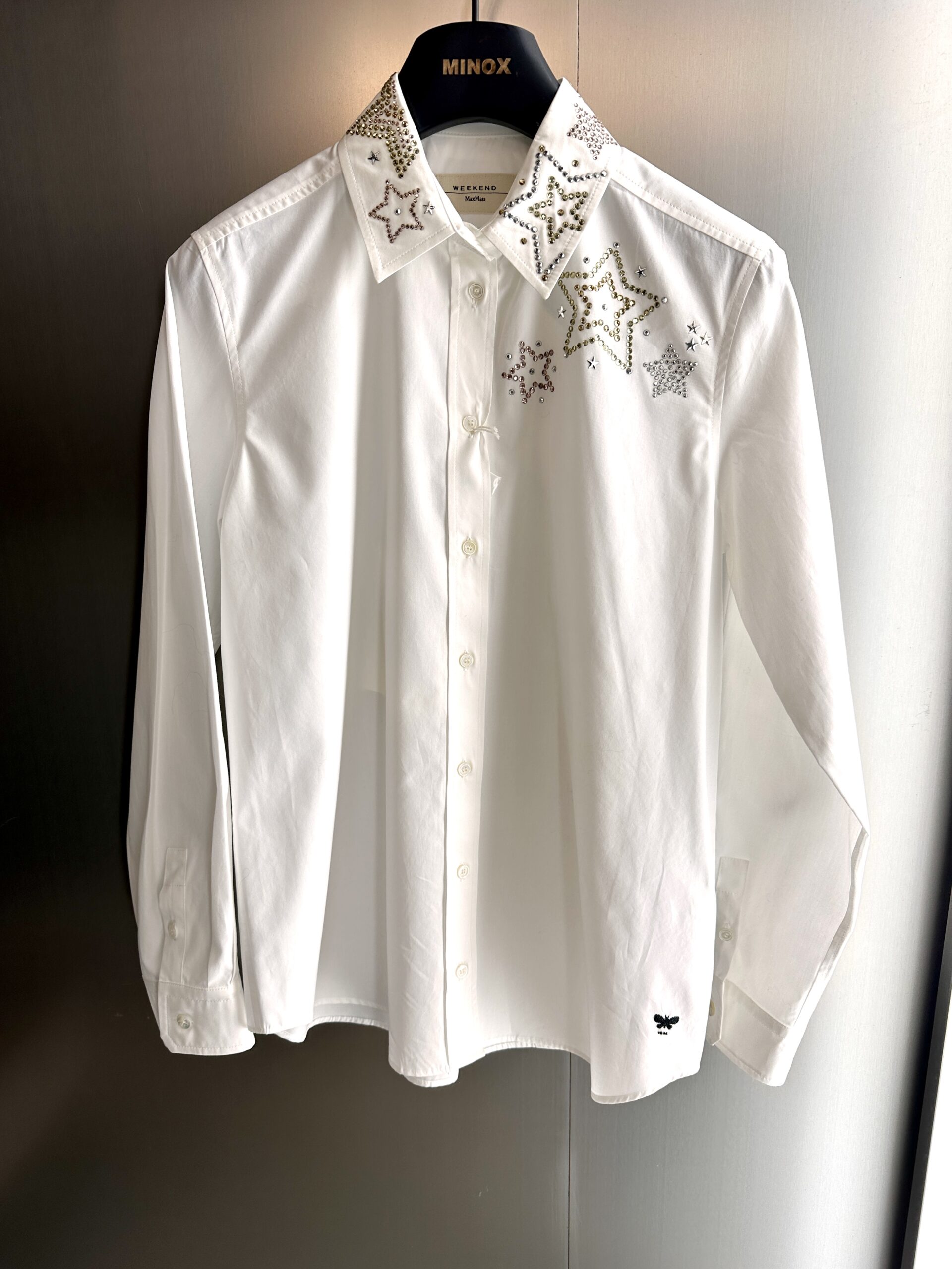 Shop Maxmara Weekend Donnola Crystal Embellished Shirt White