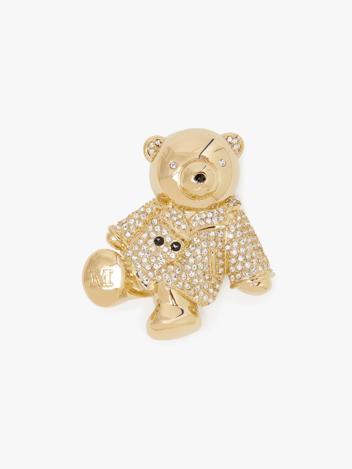 Max Mara Maxmara Teddy Bear Brooch Crystal In Gold