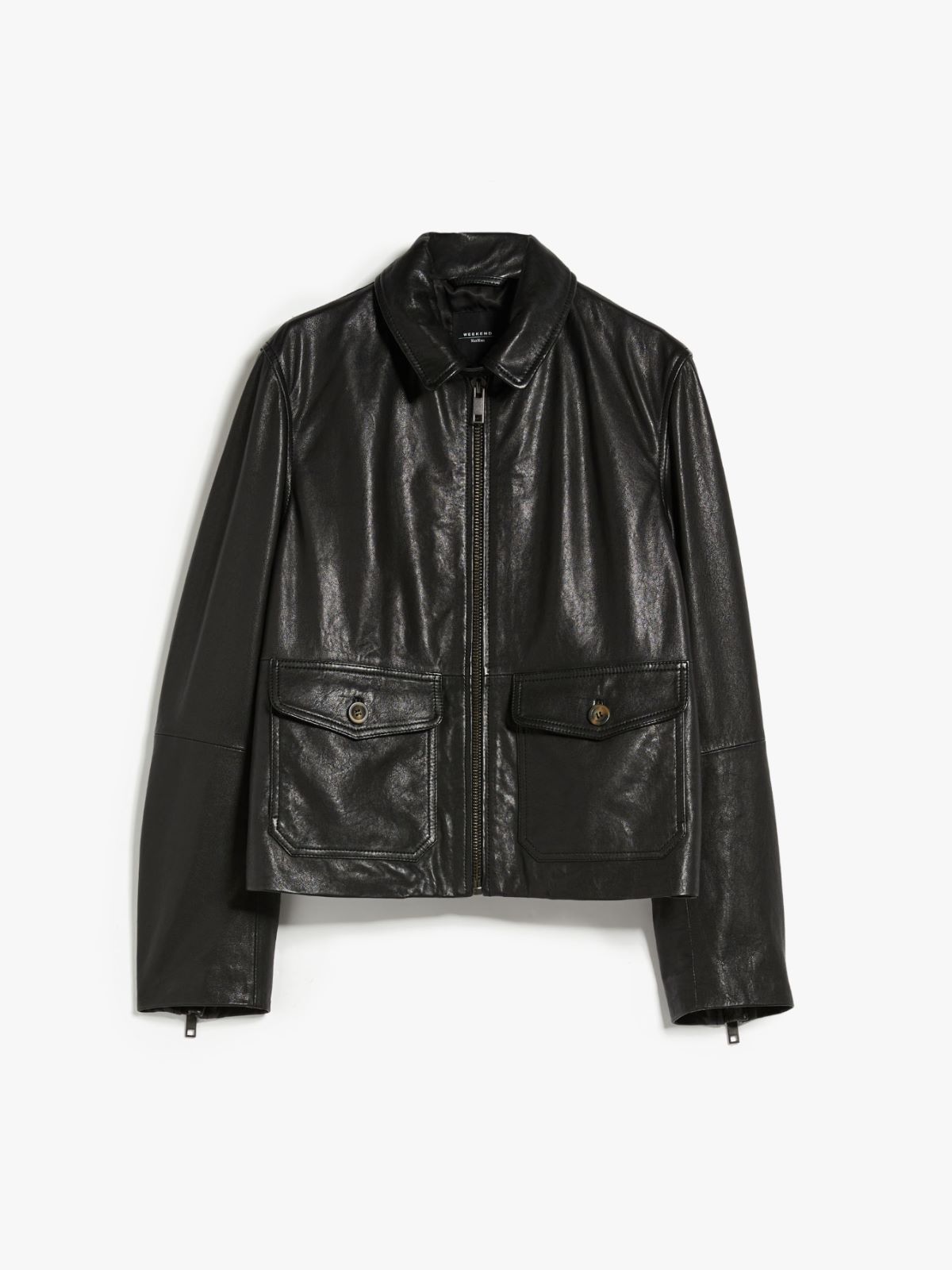 Maxmara Weekend Aller Leather Jacket In Black