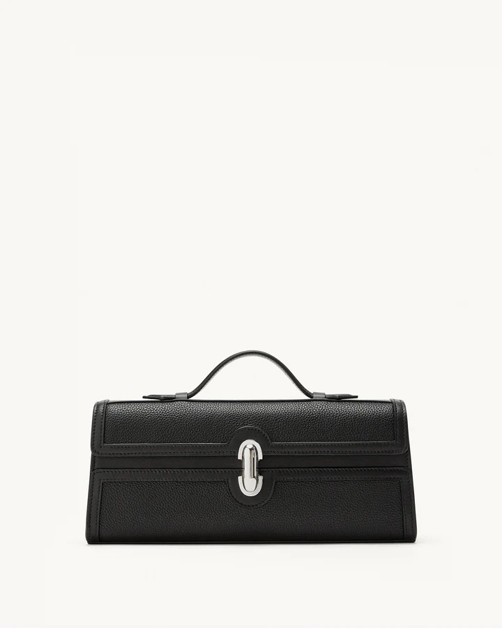 Savette Slim Symmetry Leather Tote Bag In Black