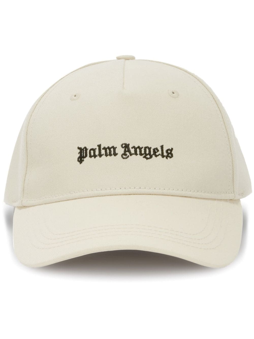 Shop Palm Angels Logo Embroidered Baseball Cap Off-white/black