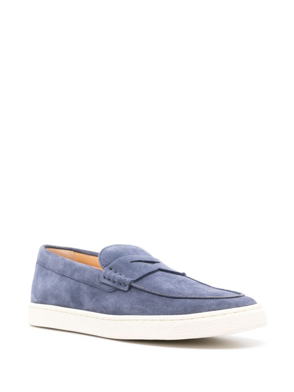Brunello Cucinelli Penny-slot Suede Loafers In Blue