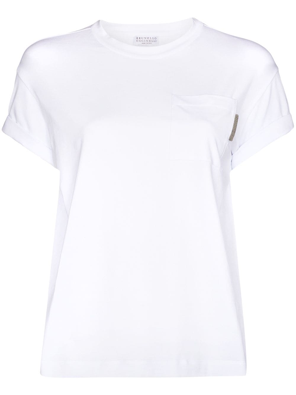 Shop Brunello Cucinelli Monili Cotton T-shirt Tab White