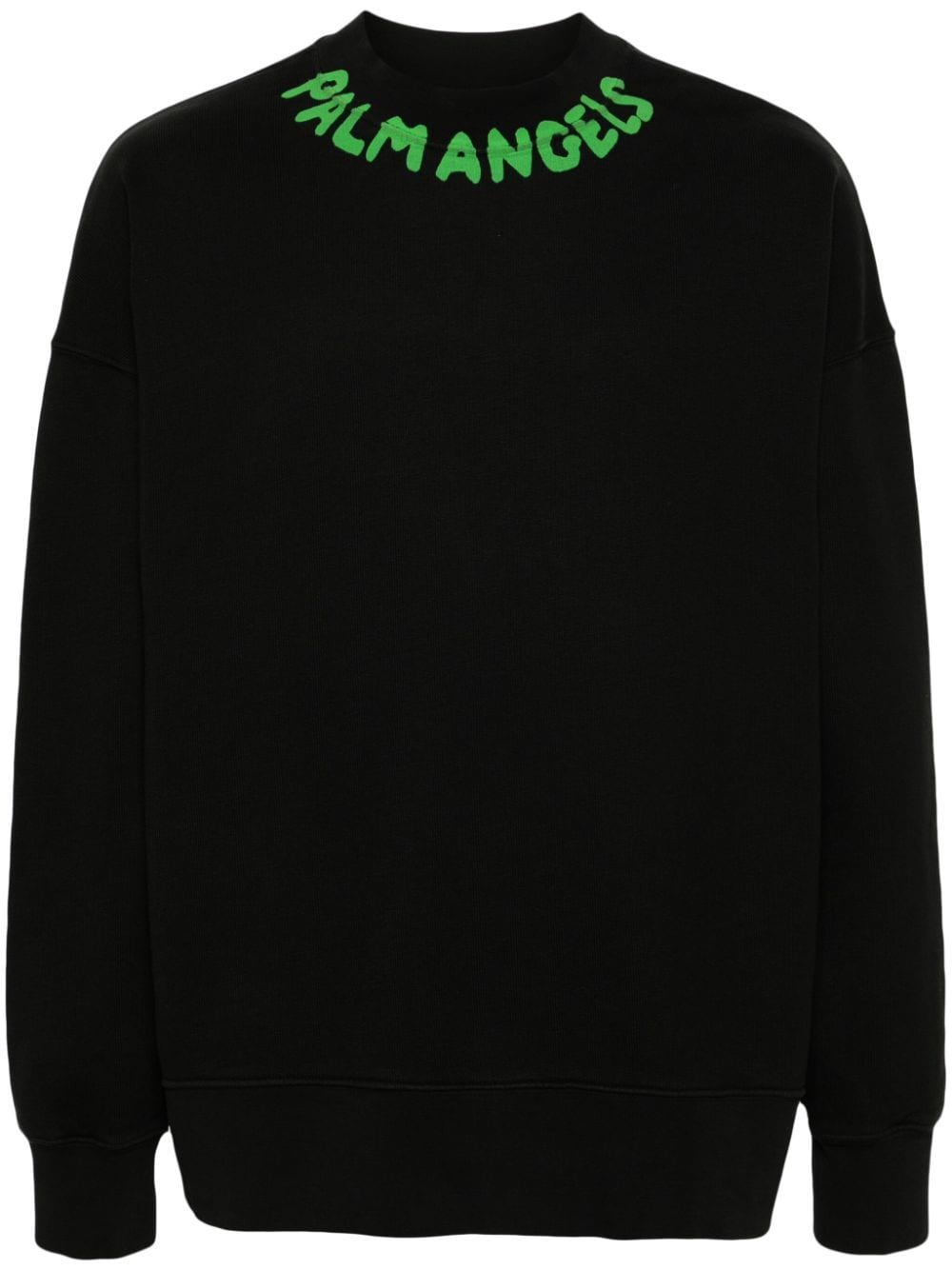 Shop Palm Angels Seasonal Logo Crewneck Sweatshirt Black/green