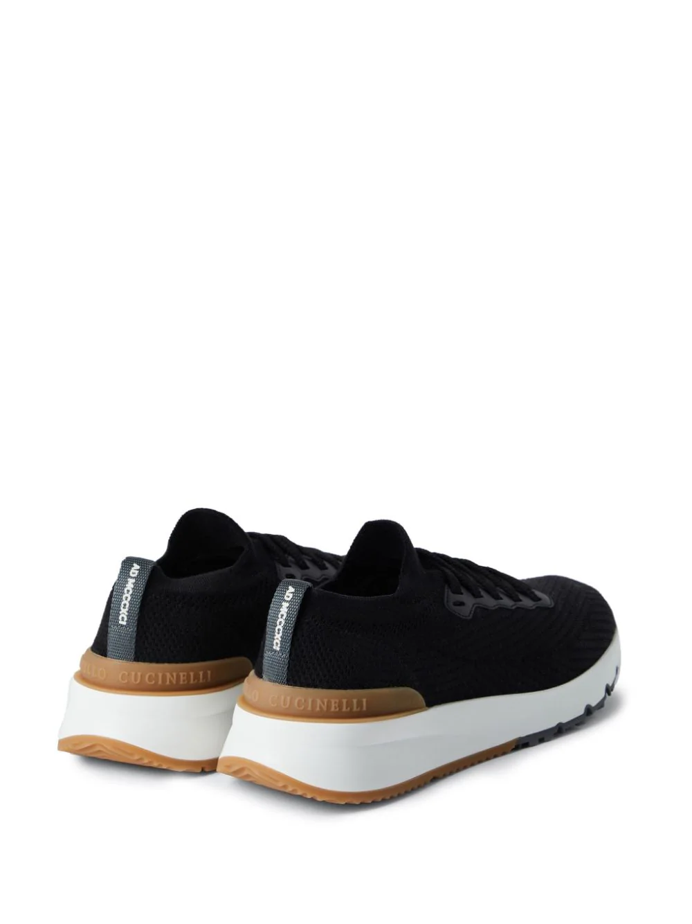 Shop Brunello Cucinelli Low-top Knitted Sneakers Black