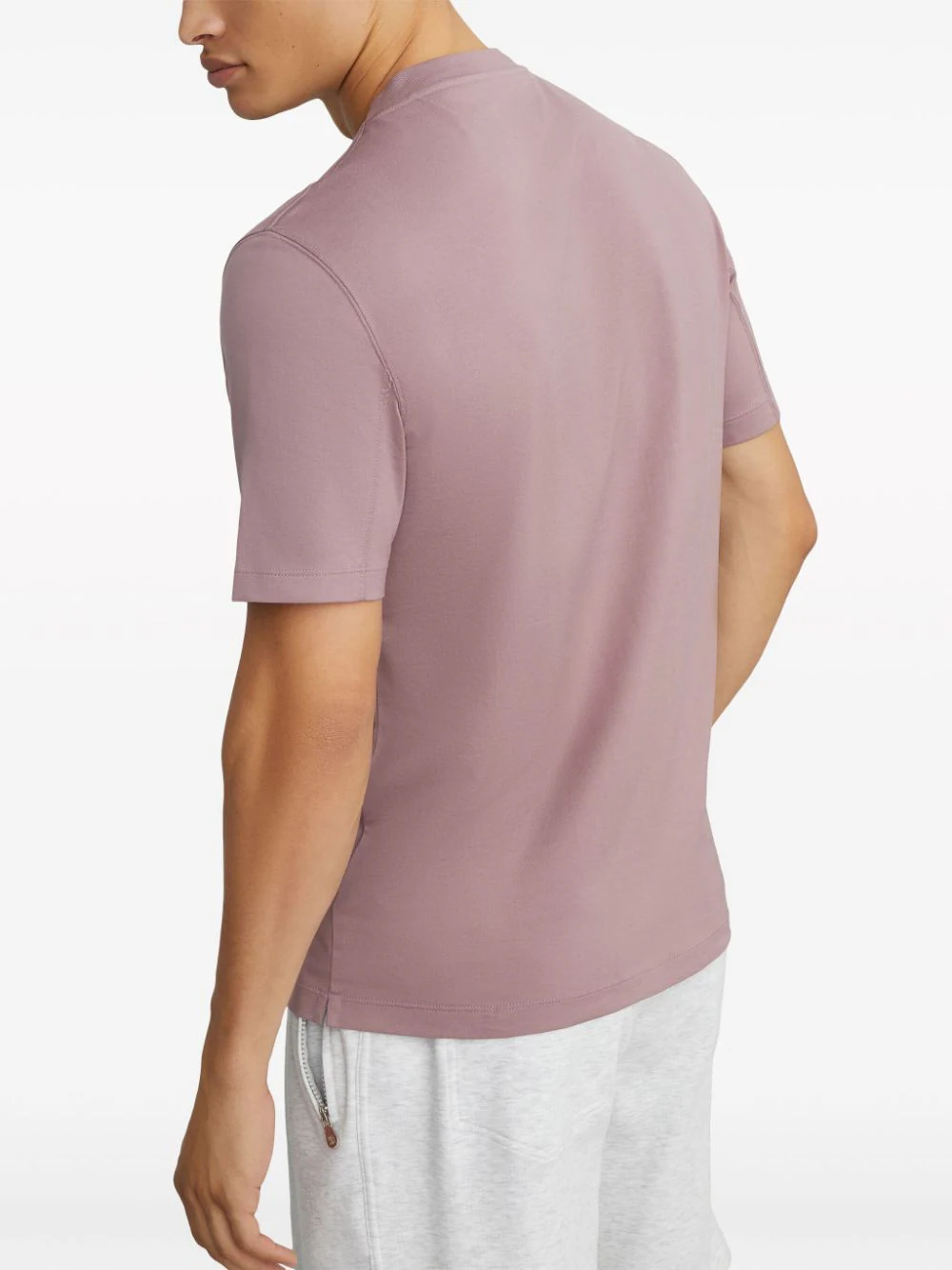 Shop Brunello Cucinelli Logo Print Cotton T-shirt Purple