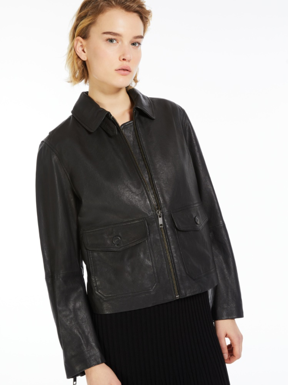 Shop Maxmara Weekend Aller Leather Jacket